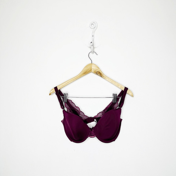 WACOAL Fire and Lace Contour Bra Purple underwire lined 853252 womens 32DDD - Picture 1 of 5